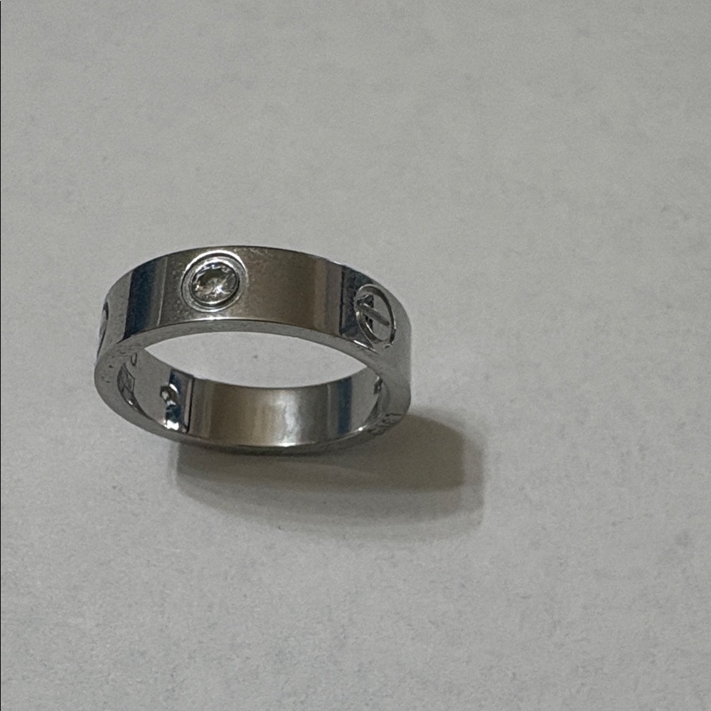 Silver Band Ring with Embedded Stones